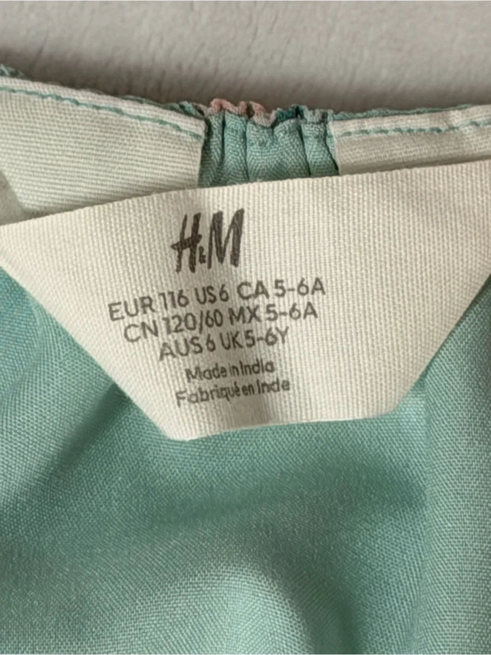 H&M Aqua Butterfly Print Casual Sundress with Pink Straps